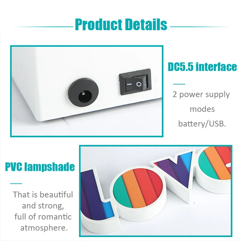 LOVE LED-Buchstabe Nachtlicht Batterie/USB Power Schlafzimmer Desktop Decor Tischlampe Lichterkette für Zuhause Hochzeitsfeier Vorschlag_voghion.com