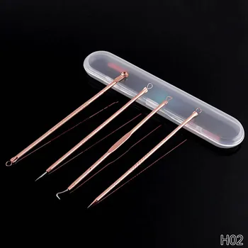 

4pcs/set New Facial Blackhead Pimple Blemish Comedone Acne Spot Zit Whitehead Extractor Remover Cosmetic Cleaning Tool Kits