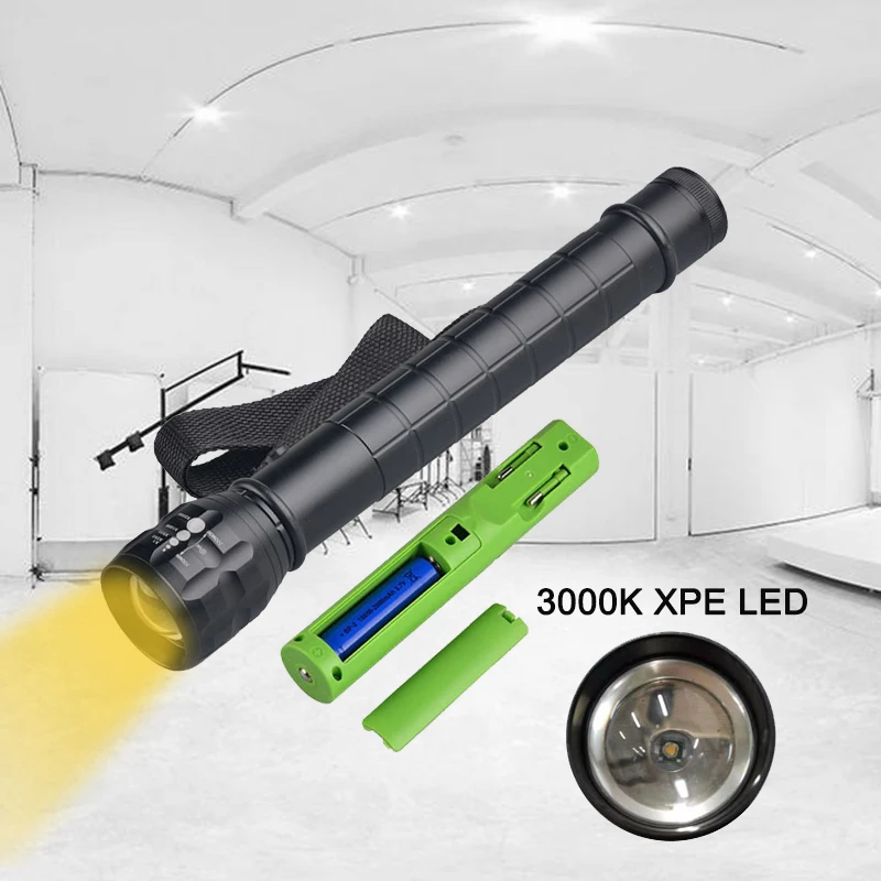 3W LED Photography Flashlight Cold White/Warm Yellow Light Hard Light Zoom Photo Lantern Metal Reflector Police Torch LED Flashlight LED Flashlights