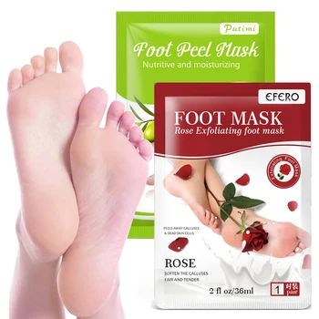 

PUTIMI 2Pair Moisture Foot Mask for Legs Whitening Exfoliating Remove Dead Skin Cuticles Foot Peeling Mask Pedicure Socks