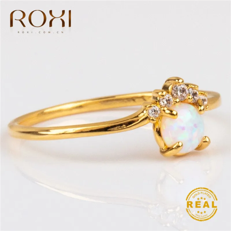 ROXI изящный круглый огненный опал кольца для Для женщин модная Корона кольцо Симпатичные цвета «Медвежья Лапа» в виде кошачьей лапки, фианиты, кристаллы, ювелирные изделия на безымянный палец женский подарок