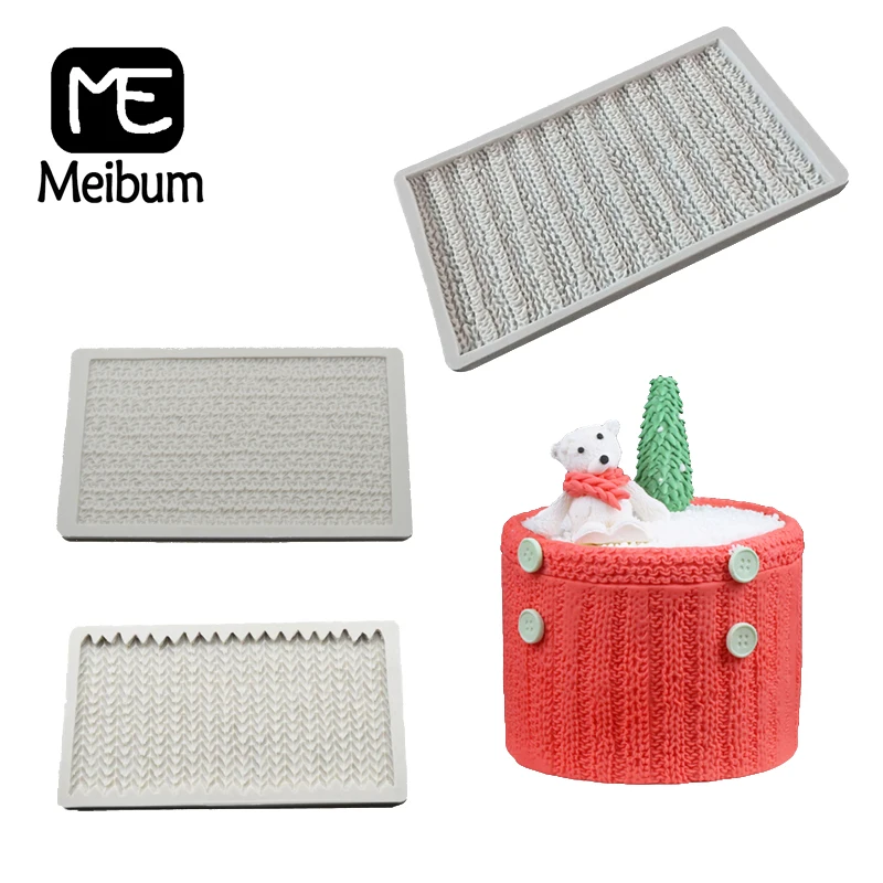 

SHENHONG Silicone Fondant Cake Mold Baby Birthday Woollen Yarn Knit Lace Pattern Paste Sugar Craft Border Decorate Mould