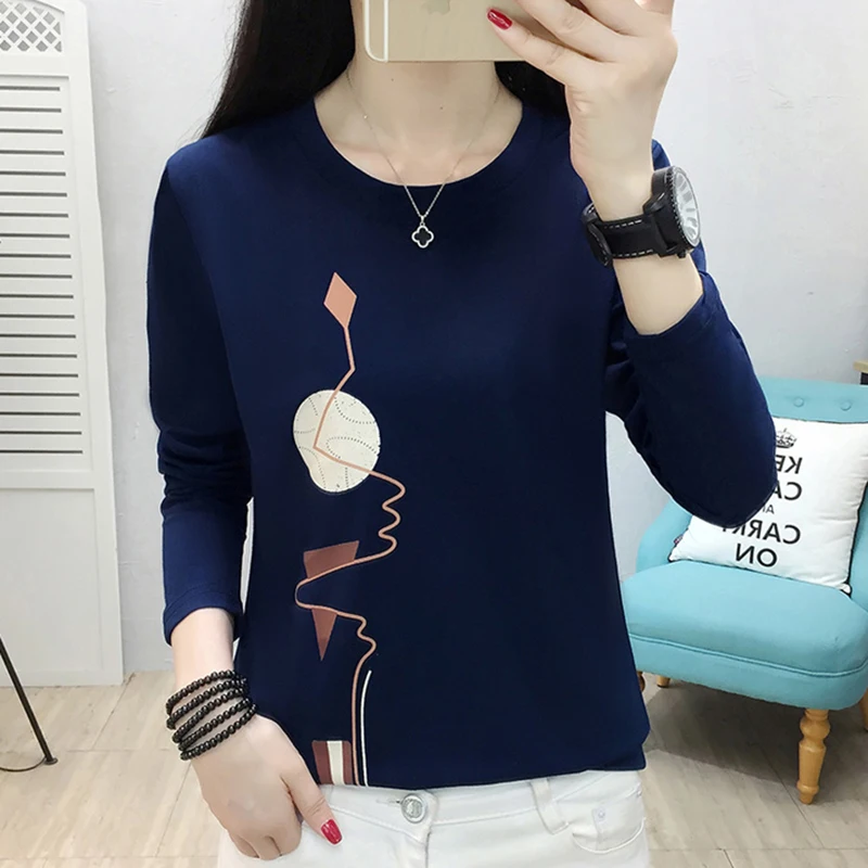 Cena AOSSVIAO luźne 2019 jesień zima druku Oversize T shirt dla kobiet cukierki Streetwear koszula na co dzień idealny podstawy topy odzieży zielony