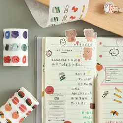 Rouleau d'autocollants expressifs à motifs ours et pois, ruban cache adhésif décoratif kawaii, scrapbooking, projet à faire soi même, ruban de papeterie, fournitures scolaires, 