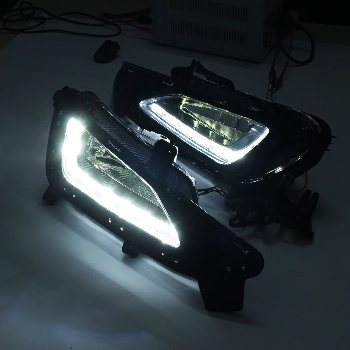 Для Hyundai Tucson высокое качество пара светодиодный дневные ходовые огни DRL Противотуманные фары