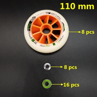 orange 110 mm 8pcs Скоростные коньки колеса 100 мм 110 мм 8 шт./лот - Цвет: orange 110 mm 8pcs