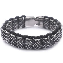 Браслет из натуральной кожи, винтажный браслет из нержавеющей стали, мужские браслеты, байкерские ювелирные изделия для мужчин, лучшие друзья, Прямая поставка