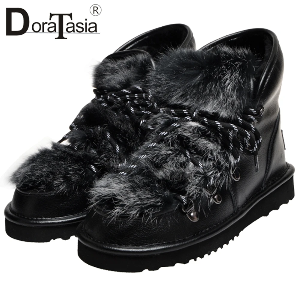 

DORATASIA Big Size 34-43 New Fashion Brand Snow Boots Ladies Flat With Shoes Woman Casual Winter Warm Fur Ankle Boots Women
