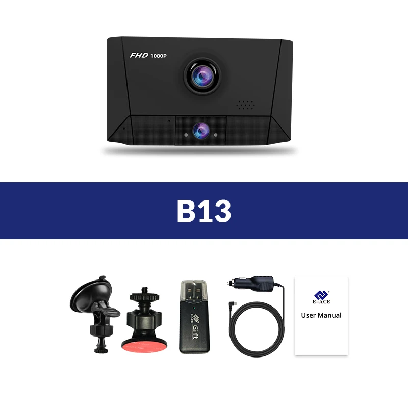 E-ACE B13 DVR 4,0 дюймов Автомобильная камера 1080P Авто рекордер FHD видеорегистратор ночного видения автомобильные видеорегистраторы 3 объектива камеры видеорегистратор - Название цвета: B13
