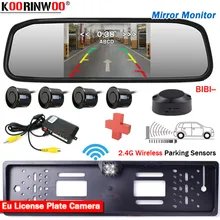 Koorinwoo sem fio invertendo radar para o carro conectado sistemas de estacionamento equipamentos sensores automáticos passo aviso monitor espelho + câmera