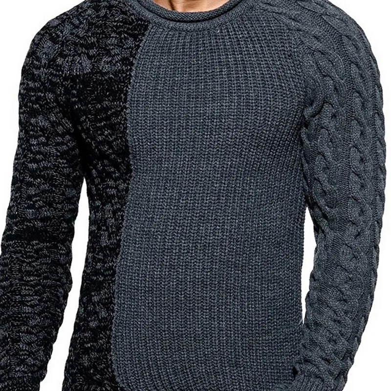 DIHOPE 2019 Men s Fashion Round Neck Personality Color Matching Wild Pullover Slim Sweater Male Spring 5