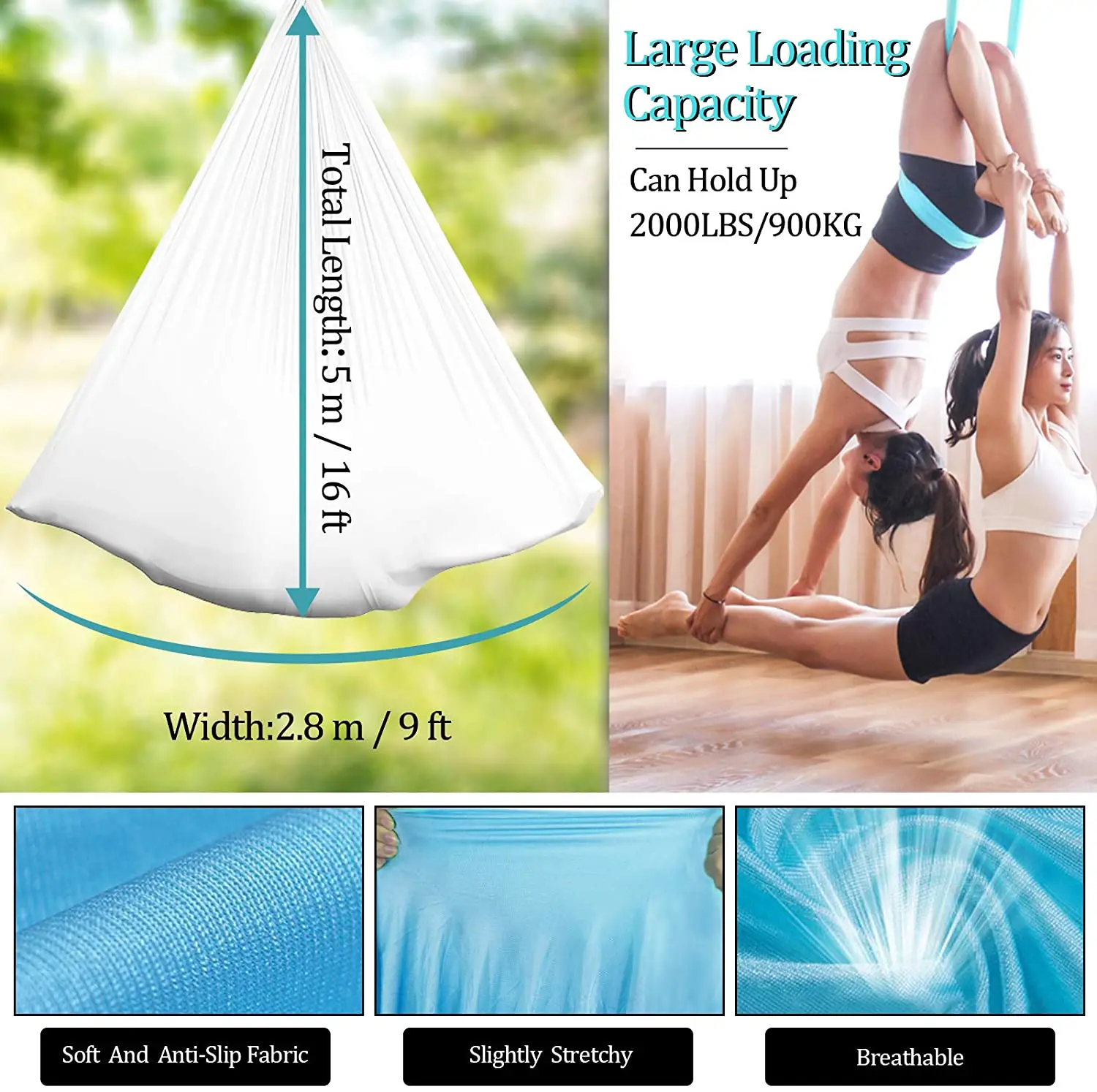 5Meter Aerial Yoga Hammock Elasticity Swing Multifunction Anti-gravity yoga training Belts