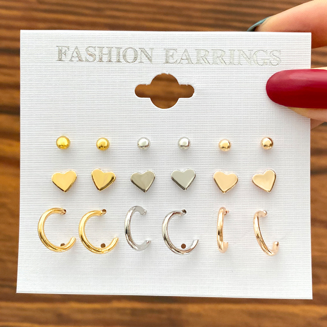 Vintage Gold Silver Color Metal Chain Hoop Earrings Set For Women Fashion Pearl Circle Hoop Earrings 2022 Trend Jewelry