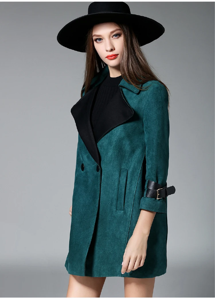 Zaooye/Soap Leaf Europe New Style Winter Elegant Slimming Suede Mid-length Loose-Fit Trench Coat WOMEN'S Coat