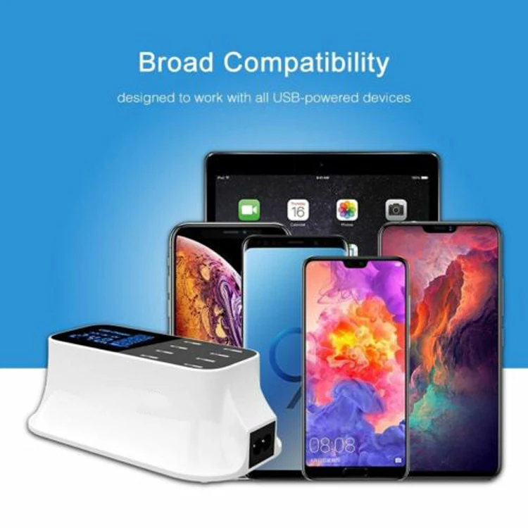 Многофункциональный 8 портов USB зарядное устройство адаптер настольное настенное быстрое зарядное устройство умный светодиодный дисплей зарядная станция для iPhone samsung