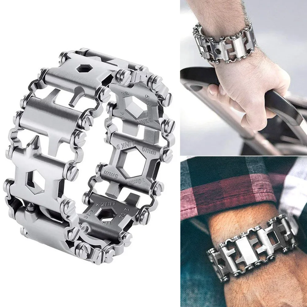 

29 in 1 Multi Tools Bracelet Stainless Steel Survival Travel Friendly Bracelets WWO66