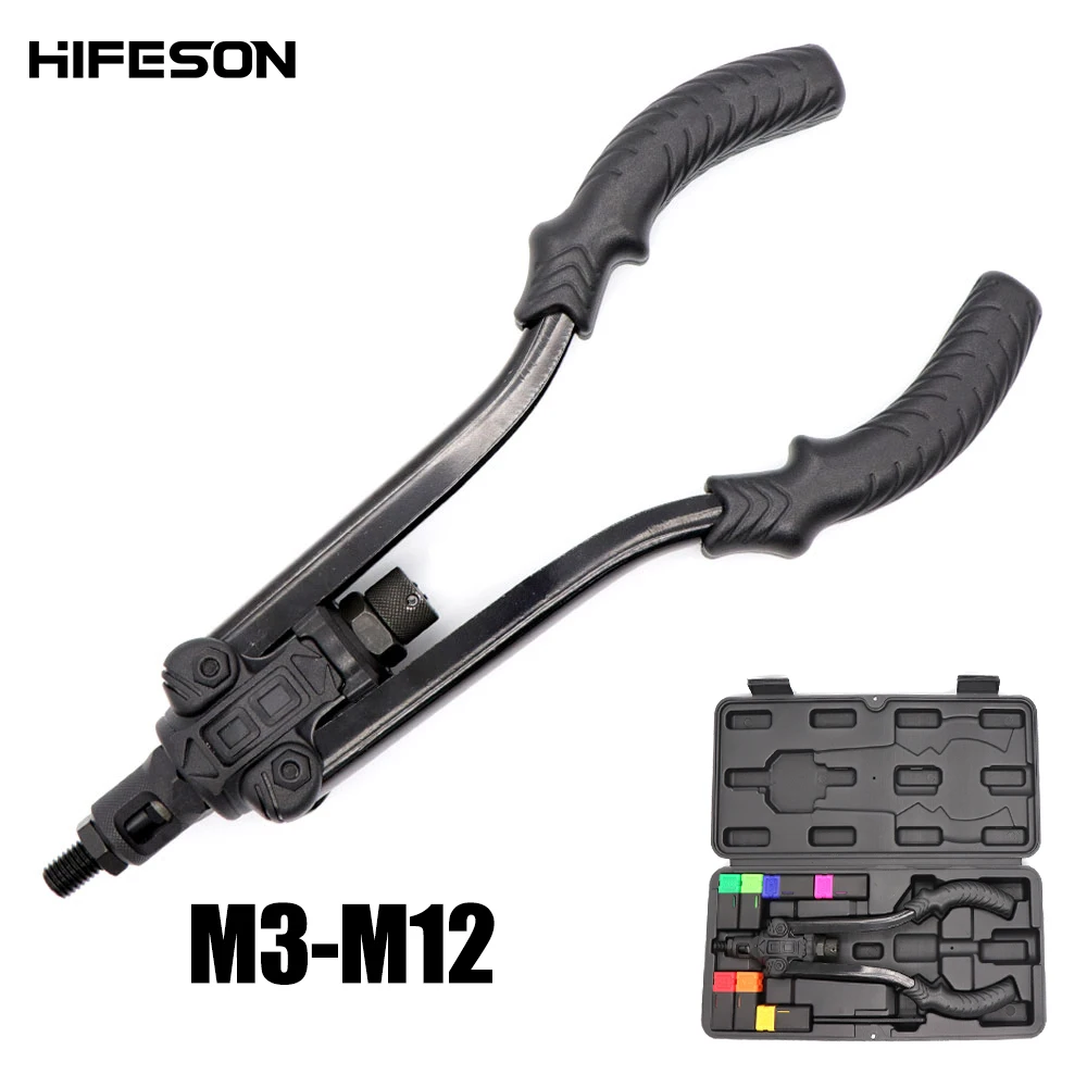 

HIFESON 619Gun Nut-Tool Rivet-Nut Insert threaded Mandrels Manual Riveters Nut Gun for Riveting Rivnut Tool M3-M12 Nuts Toolbox