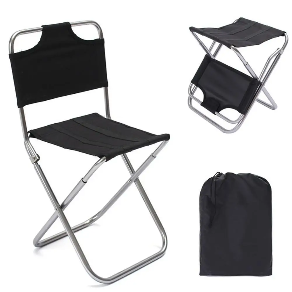 

Folding Backrest Camping Chair On For Outdoor Fishing Picnic BBQ Seat Ultralight Aluminum Alloy Camping Stool With Storage Bag