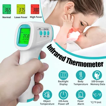 

Portable Digital Thermometer Non Contact Infrared Thermometer Forehead Body Temperature gun~ Digital Measure Tool for Baby/Adult