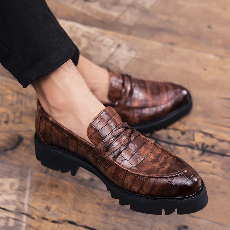Zapatos de cuero hombre, mocasines de moda coreana, cómodos zapatos de negocios con aumento de zapatos de suaves para hombre, zapatos de boda 5|Zapatos informales de hombre| - AliExpress