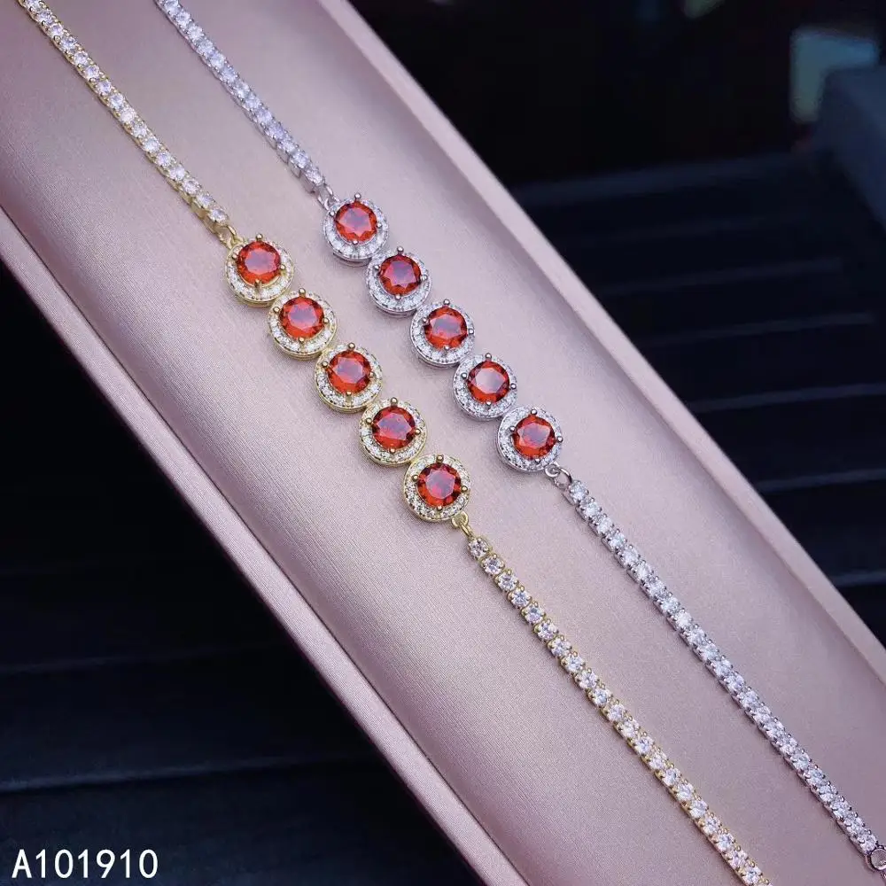 

KJJEAXCMY boutique jewelry 925 sterling silver inlaid Natural Garnet ladies bracelet support detection popular