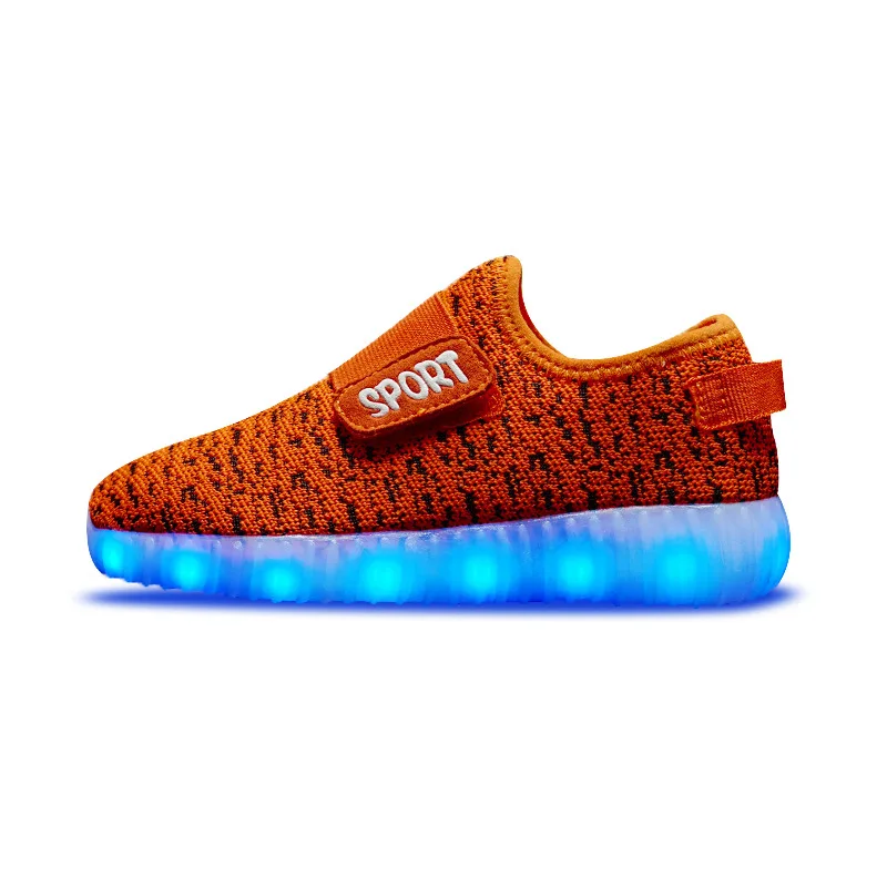 Children's Casual Sports Shoes Led Radiant Shoes Charging Flying Woven Shoes - Цвет: G