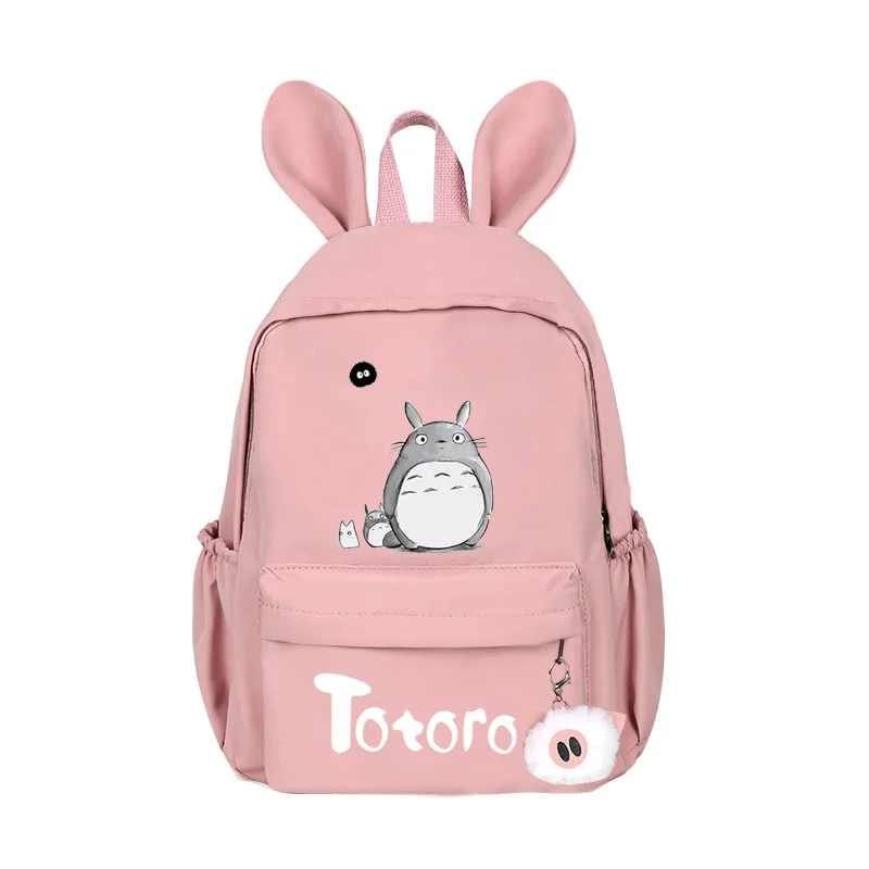 Новые детские рюкзаки с героями мультфильмов Kawaii, школьные парусиновые рюкзаки с изображением мыши Тоторо для мальчиков и девочек, модные повседневные школьные сумки с заячьими ушками