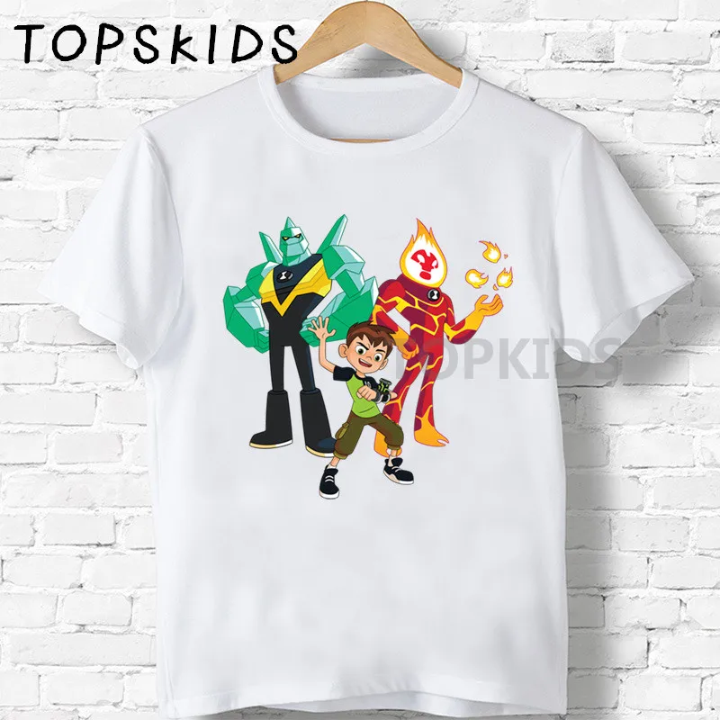 White-H Детские футболки с рисунком Omnitrix Ben 10 Забавные топы для маленьких мальчиков и девочек, детская летняя футболка HKP5328 - Цвет: White-H