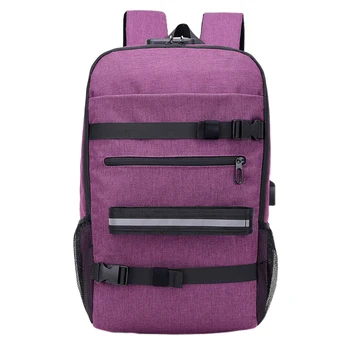 

Men Women Travel USB Charging Skateboard Backpack Zipper Students Longboard Sports Anti Theft School Adjustable Strap Laptop