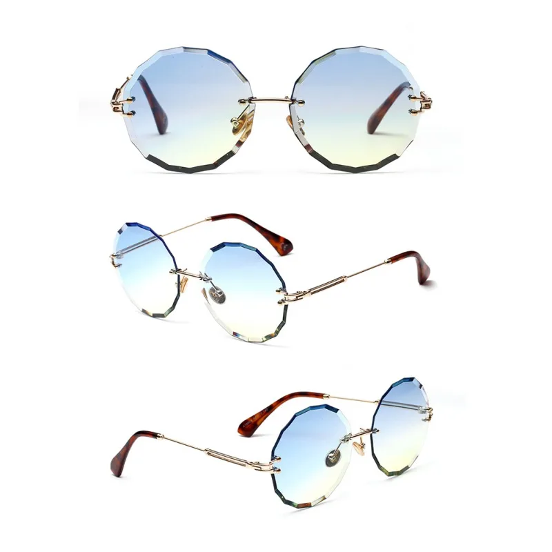 Gunes Gozlugu Ретро прозрачные прогрессивные цветные линзы очки Ac без полей красочные Кристальные текстуры круглые солнцезащитные очки