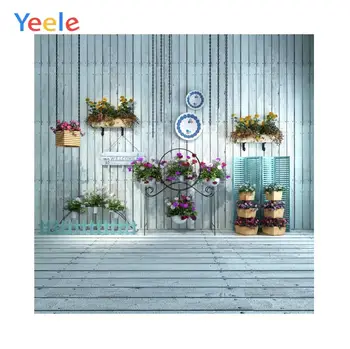 

Wooden Planks Wall Floor Flowers Basket Portrait Newborn Photo Backgrounds Baby Shower Wedding Photo Backdrop For Photo Studio