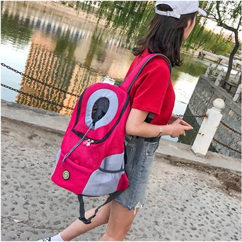 

Out Double Shoulder Portable Travel Backpack Outdoor Pet Dog Carrier Bag Pet Dog Front Bag Mesh Backpack Head
