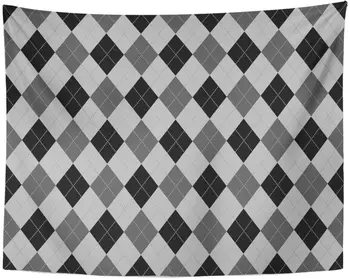 

Tapestry Black Golf Argyle Pattern Diamond Shapes Houndstooth Plaid Tapestries Wall Hanging for Living Room Bedroom Dorm