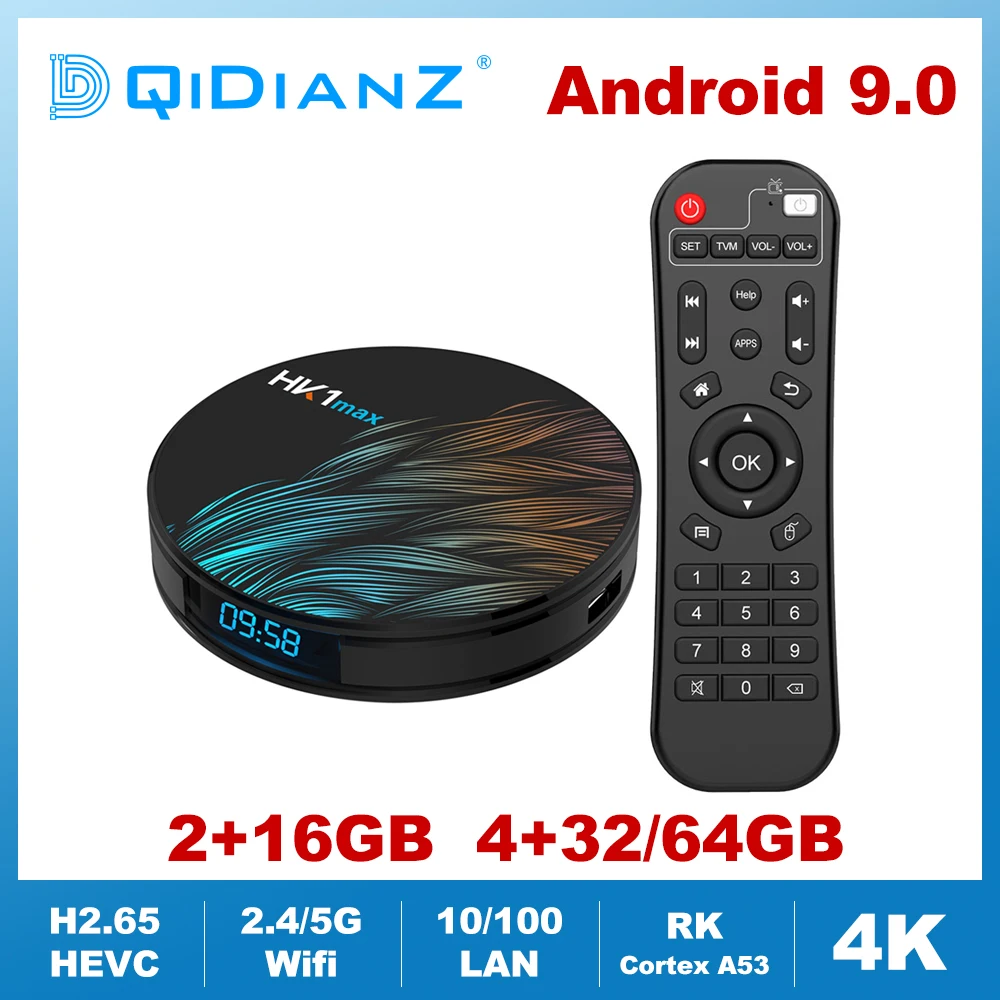 Умная ТВ приставка HK1MAX Android 9 0 четырехъядерный процессор 2 4 ГГц/телефон Wi Fi BT DDR3 4K