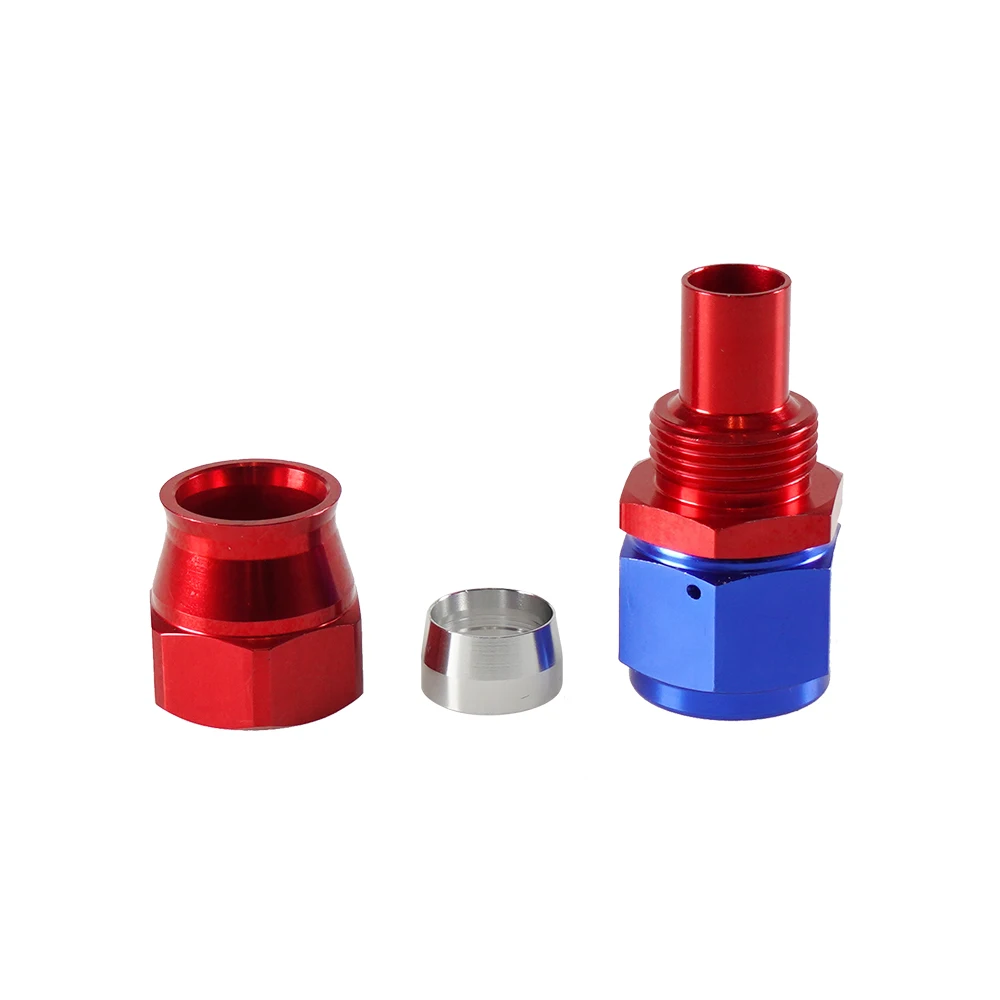 PTFE Oil Fuel Swivel Hose End Fitting AN4/6/8/10/12 Straight 0&deg;/45&deg;/90&deg;/180&deg; Degree Oil Hose End Adaptor Kit Red Blue oil line fitting adapter