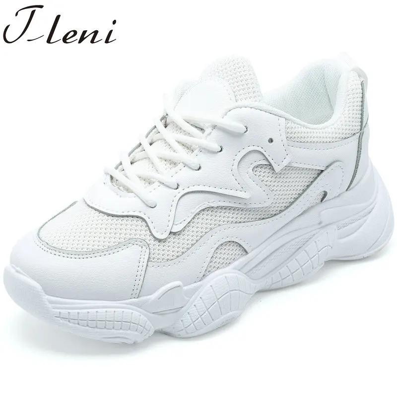 Tleni/весенняя обувь для бега; Новинка года; женская спортивная обувь; обувь для пожилых Пап; женские кроссовки на толстой подошве; тонкие туфли; ZK-127 - Цвет: Белый