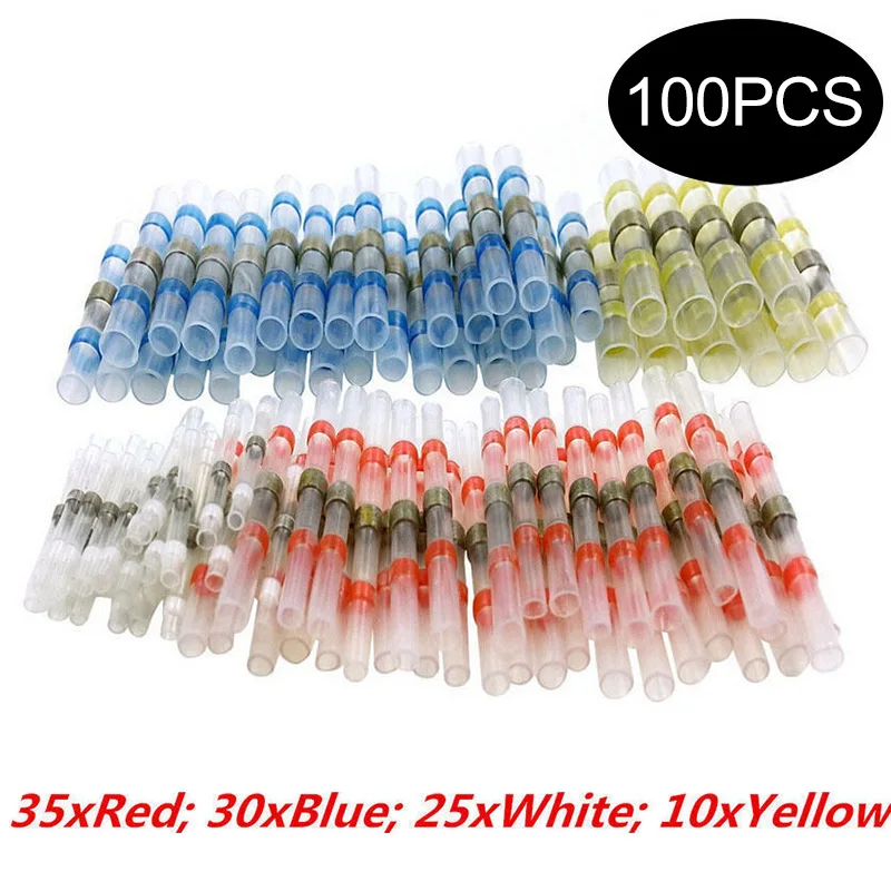 

New Hot 100Pcs Heat Shrink Butt Solder Sleeve Waterproof 26-10 AWG Wire Splice Connector SMD66