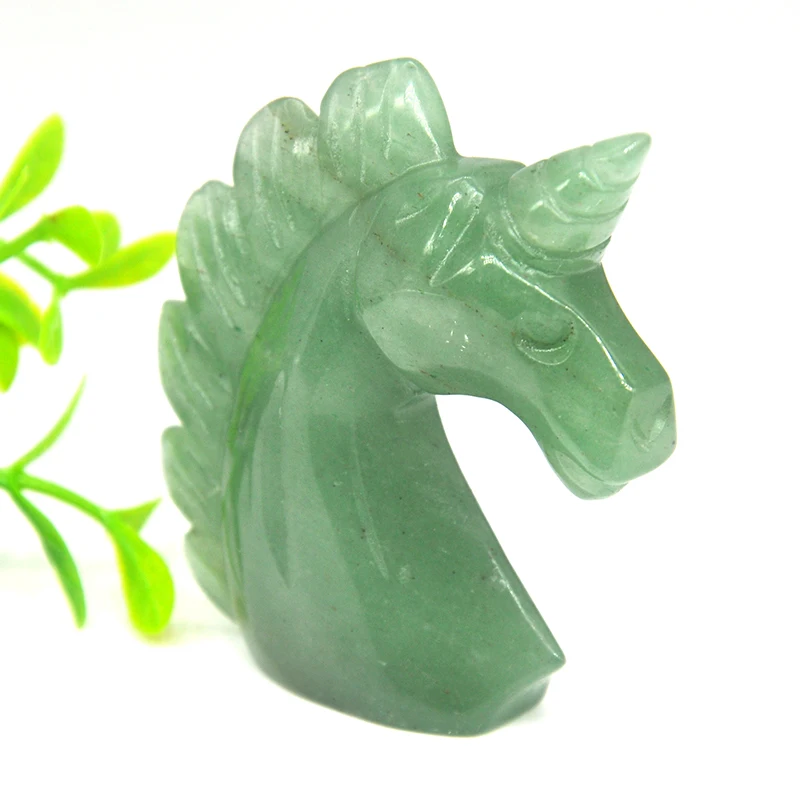 Natural Crystals And Stone Green Aventurine Unicorn Statue Reiki Animal Figurine Home Office Desktop Decoration DIY Gift
