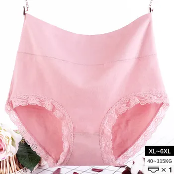 

XL~6XL Large Size Panties Seamless Cotton Briefs For Women Lingerie Solid High Waist Underpants Lace Underwear Female Intimates