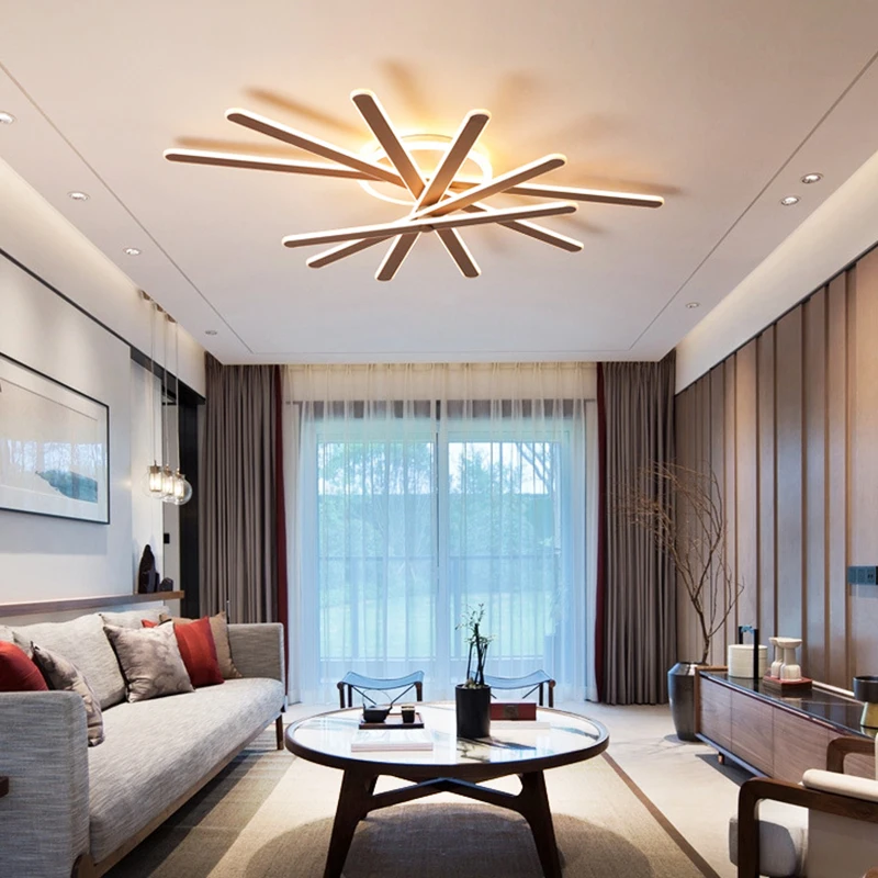 Modern minimalist living room bedroom kitchen LED ceiling lamp Nordic Indoor lights brown dimmable home decoration hanging lamp