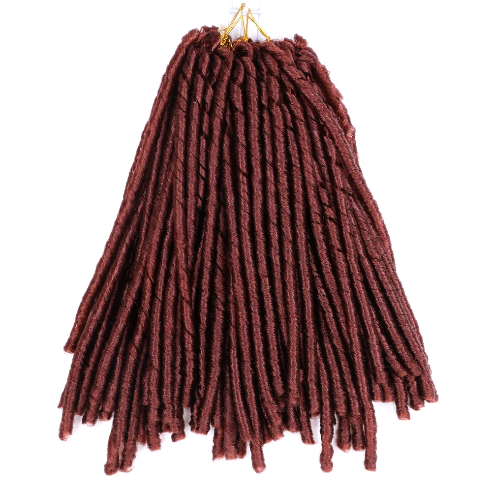 Pervado Hair 14&lsquo;&rsquo; 70g/pack Nina Softex Crochet Braids Synthetic Faux Locs Hair Extension Reddish Brown Pre-looped Braiding