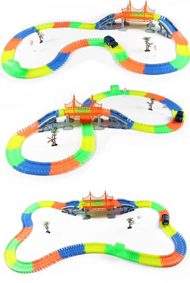 Glow in the Dark Cars Track Road Sigh DIY Puzzle Educational Toys For Children New Year Chirstmas Birthday Gift (4)