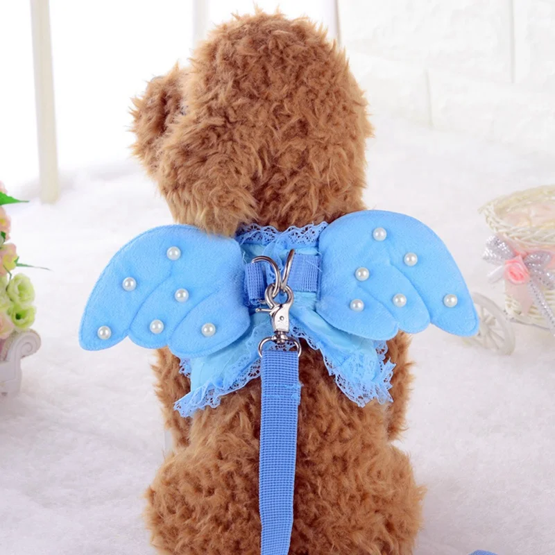 Cute Dog Harnesses Lovely Pearl Angel Chest Back Wings for Small with Traction Belt Pet Supplies | Дом и сад