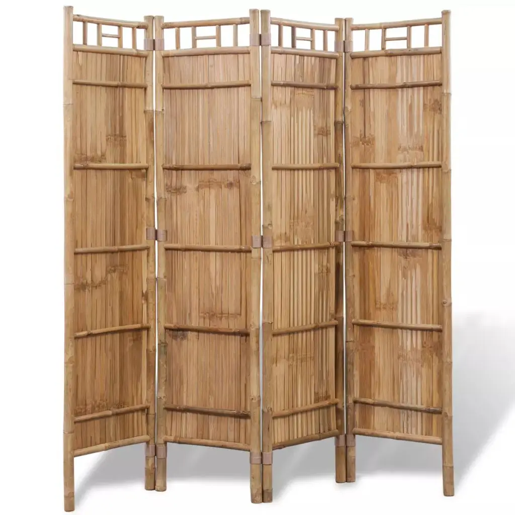 

4-Panel Bamboo Portable Folding Room Removable Hinged Privacy Screen Divider