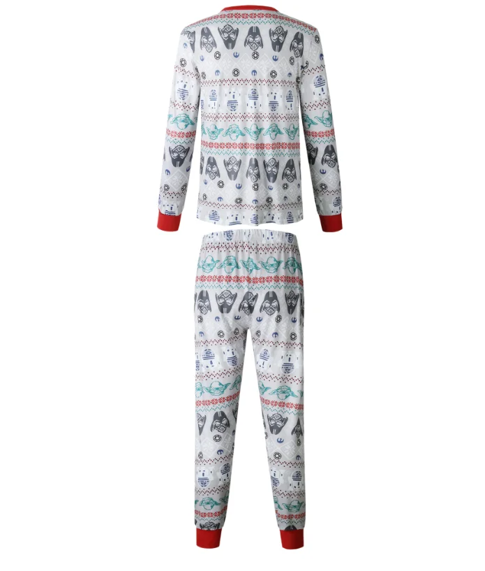 Весенне-осенний и зимний Рождественский Семейный комплект, хлопковый комплект с круглым вырезом и длинными рукавами, повседневные пижамы