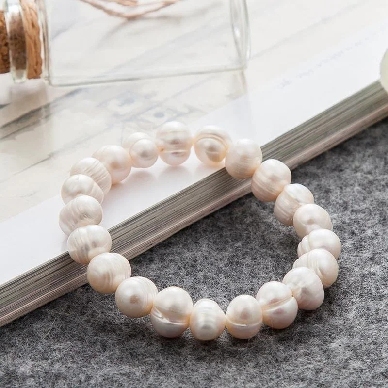 Pulsera de perla de Mujer de Moda de 8mm, cadena con abalorio, pulsera de perlas naturales de agua dulce para Mujer, regalo de joyería