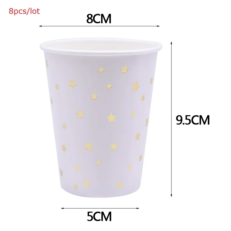 8pcs white paper cup Цвета: розовый, белый Вечерние набор одноразовой посуды бумажный стаканчик, тарелка салфетки питьевые соломки для маленьких детей День рождения Baby Shower поставки - Цвет: 8pcs white paper cup