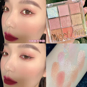 

Miss lara New Eyeshadow Palette Holographic Shiny Matte Glitter Pigment Eye Shadow Pallete Metallic Diamond Makeup Palette