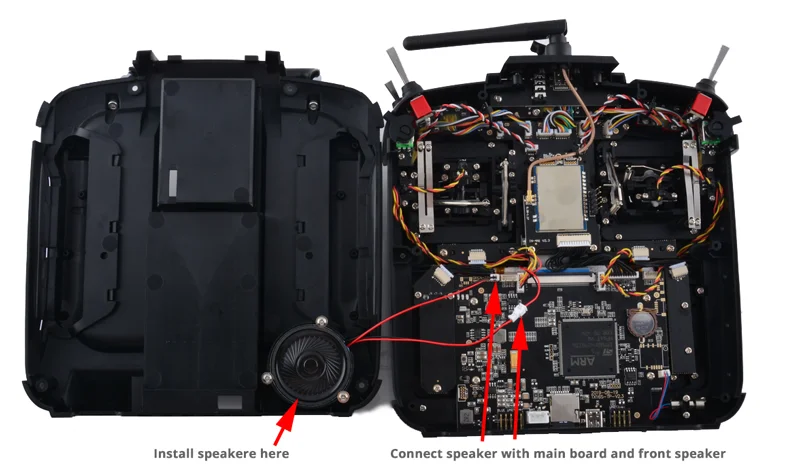 Nud Install speakere here Connect speaker with main board and front