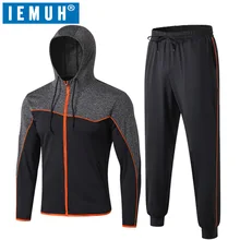 IEMUH Мужская одежда Мужская футболка+ леггинсы Рашгард Комплект топ с длинными рукавами для фитнеса мужской спортивный костюм термобелье база